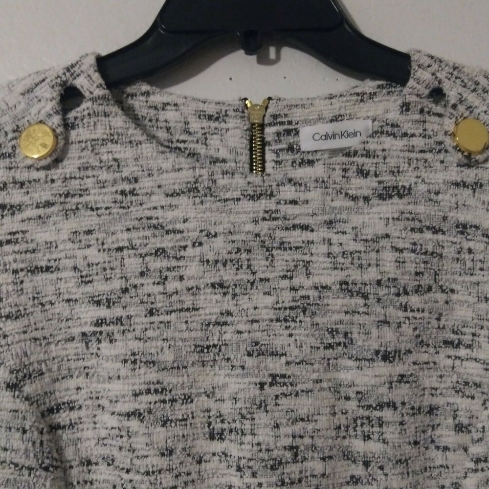 Calvin Klein Dress Black White Career Tweed 12 14 - Picture 4 of 8